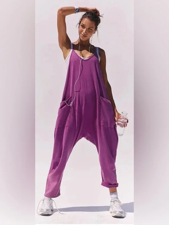 NWT Free People Movement S Hot Shot Onesie in Deep Mulberry New Jumpsuit Romper - Picture 2 of 7